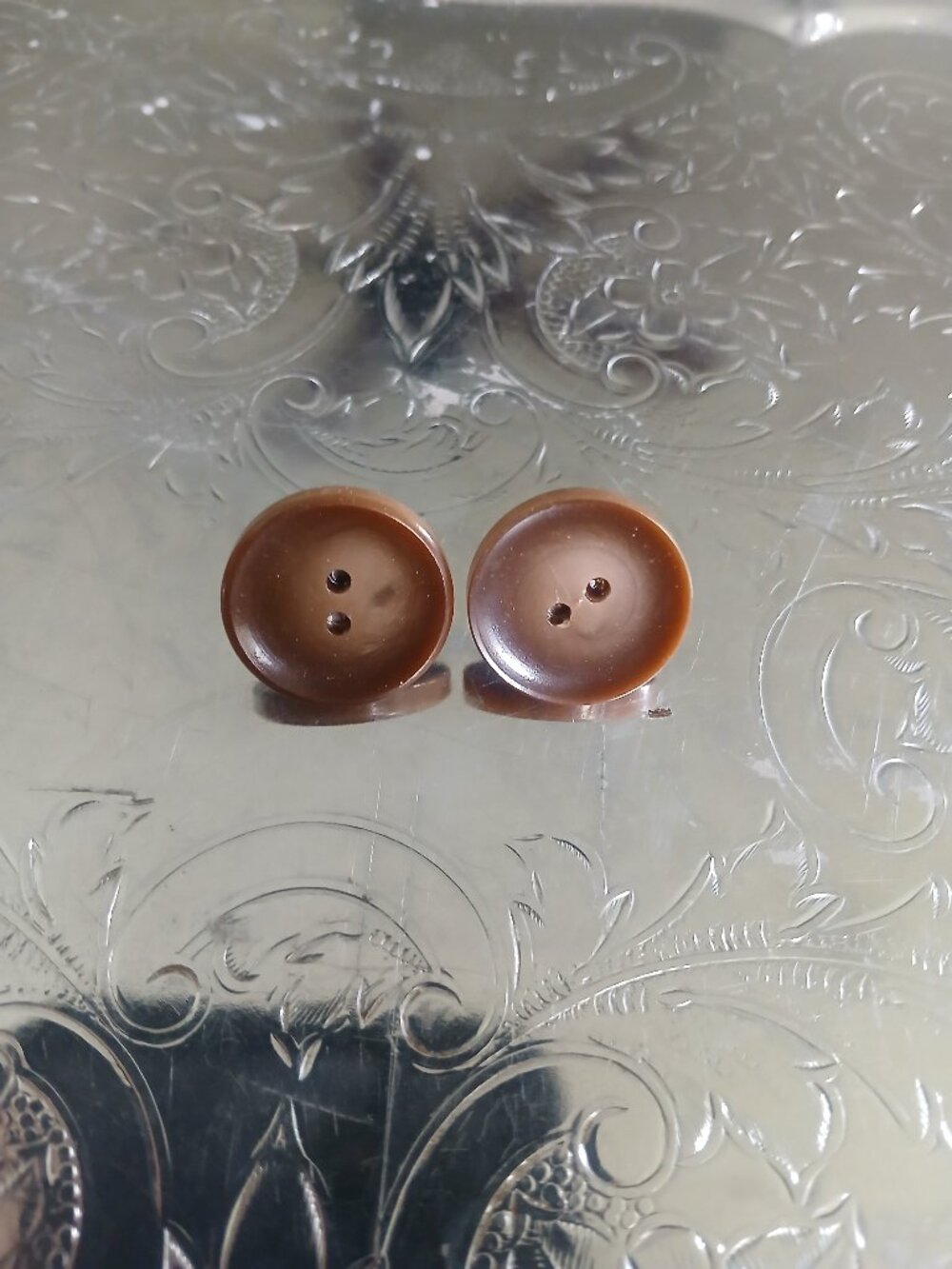 Brown Vintage Button Earrings